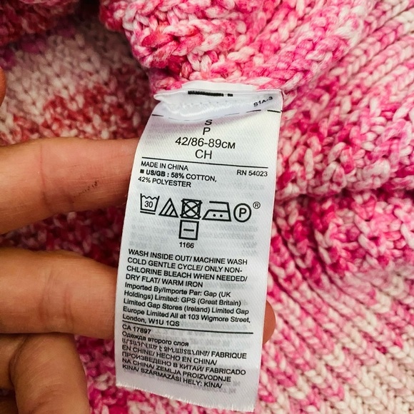 Banana Republic Womens Small Pink Spacedye Cropped Sweater Scoop Neck Ribbed - Picture 4 of 9